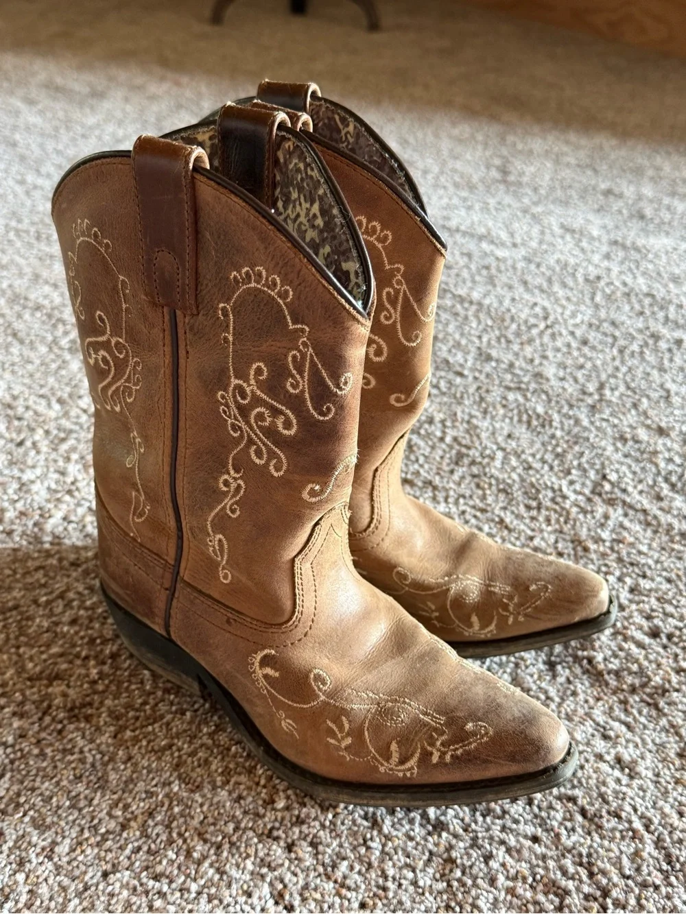 Girls Smokey Mountain Boots Leather Western Embroidered Cowboy Boots size 1.5M